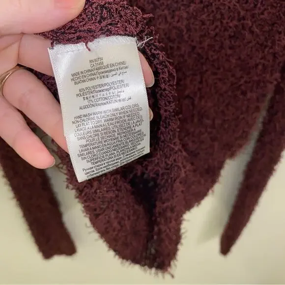 BCBGeneration feathered eyelash loose knit Y2K sweater burgundy purple XS - Picture 4 of 6